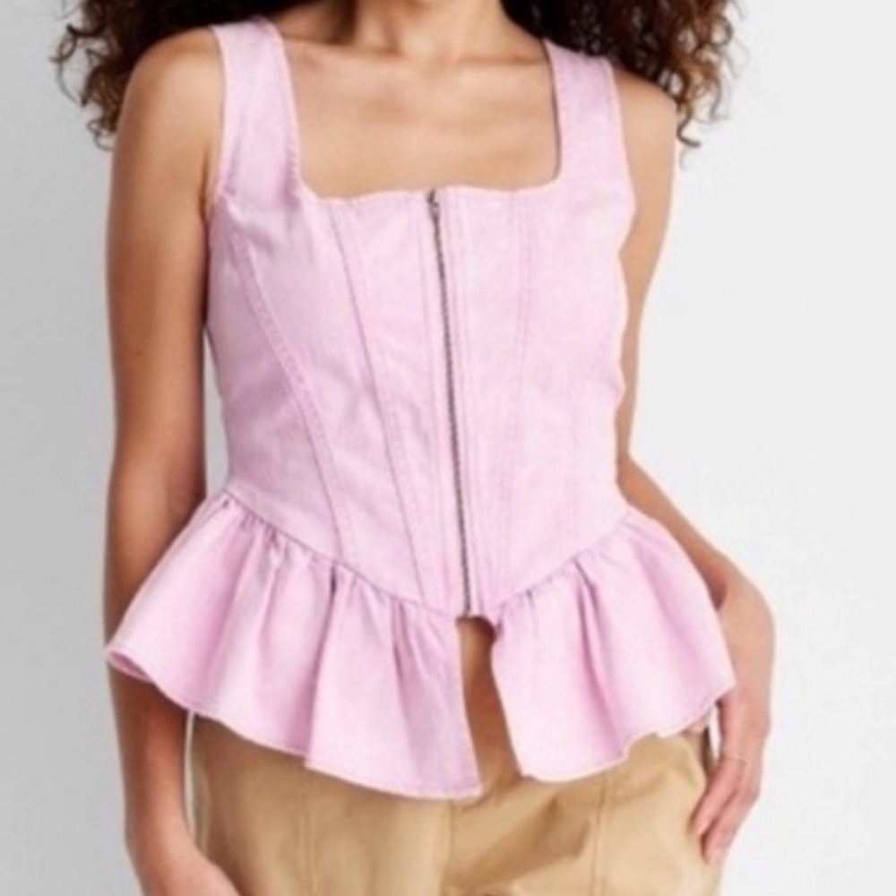 Pink Denim Tank Top